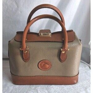 VTG Dooney & Bourke Doctor Bag British Brown Pebbled Tote Satchel *For Parts*